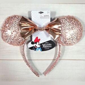 Disney Parks Minnie Mouse Rose Gold Sequin Ear Headband - NWT